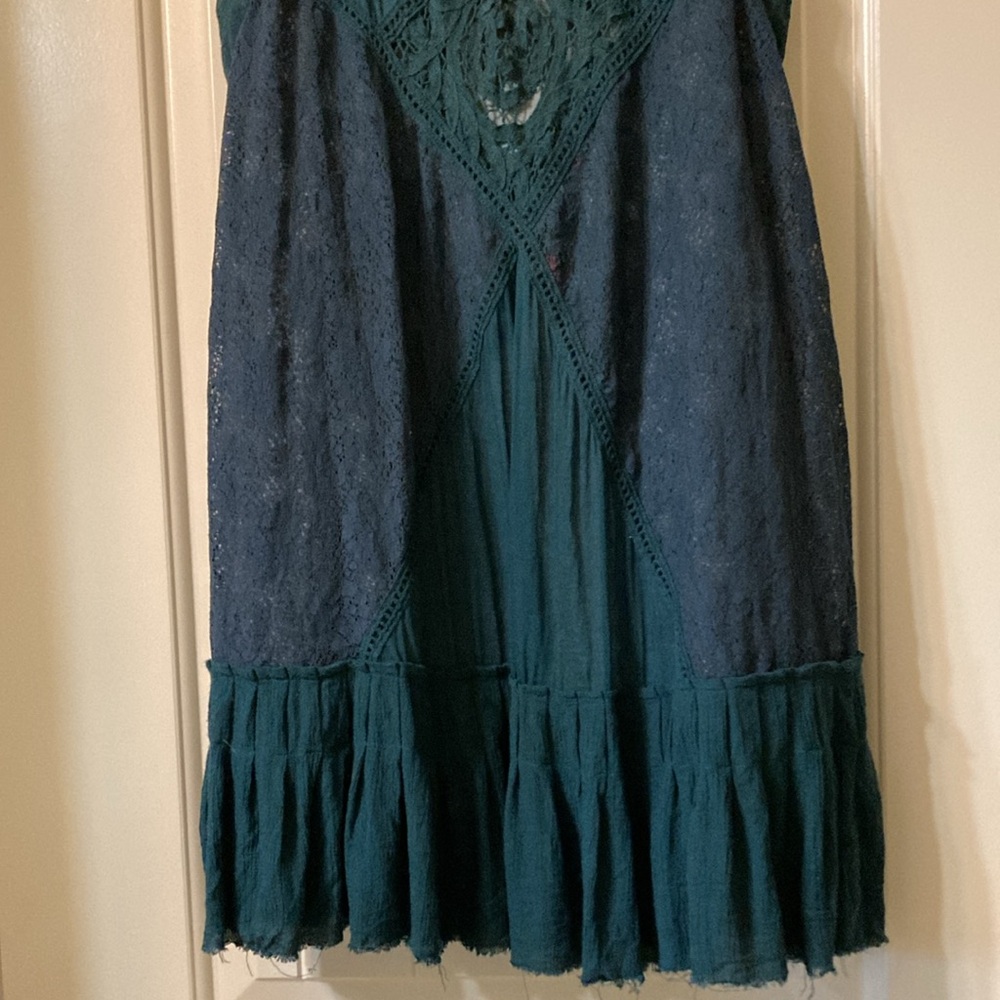 Free People Teal Lace Detail Dress - Picture 3 of 10